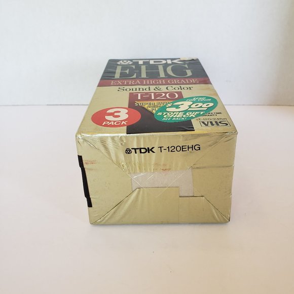 TDK EHG Extra High Grade 3 Pack VHS Tape T-120 Sealed New Blank - Picture 4 of 5